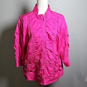 Laura Ashley Barbie Pink Rouched Jacket 3/4 Sleeves, Size 2x